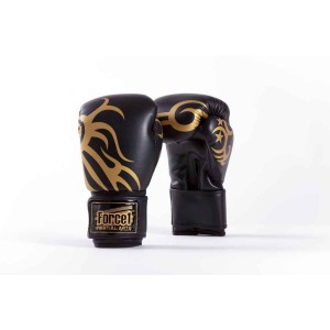 Γάντια Πυγμαχίας Συνθετικό Δέρμα- Μαύρα με χρυσά σχέδια
